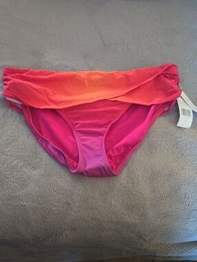 SALE! Bleu Rod Beattie Pink and Coral Ombre Fold-Over Bikini Bottom